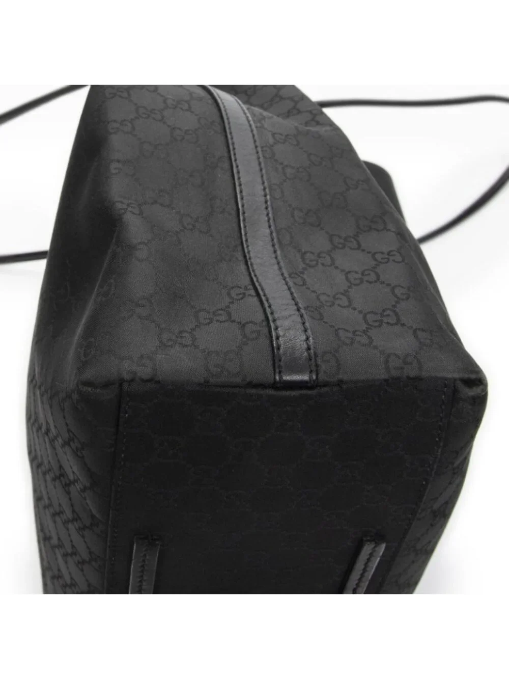 Gucci Drawstring Vertical Tote Black GG Nylon Canvas